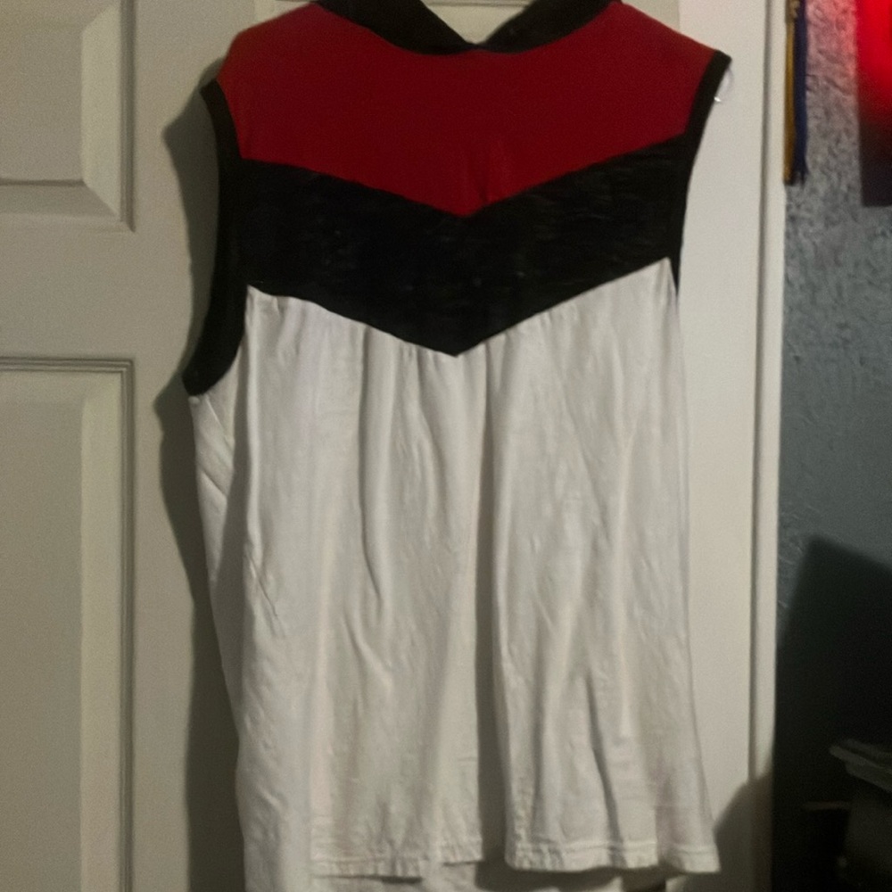 Red and Black Sleeveless Hoodie